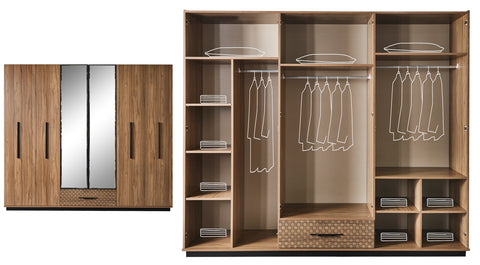 Zenit 6 Doors Walnut Bedroom Set