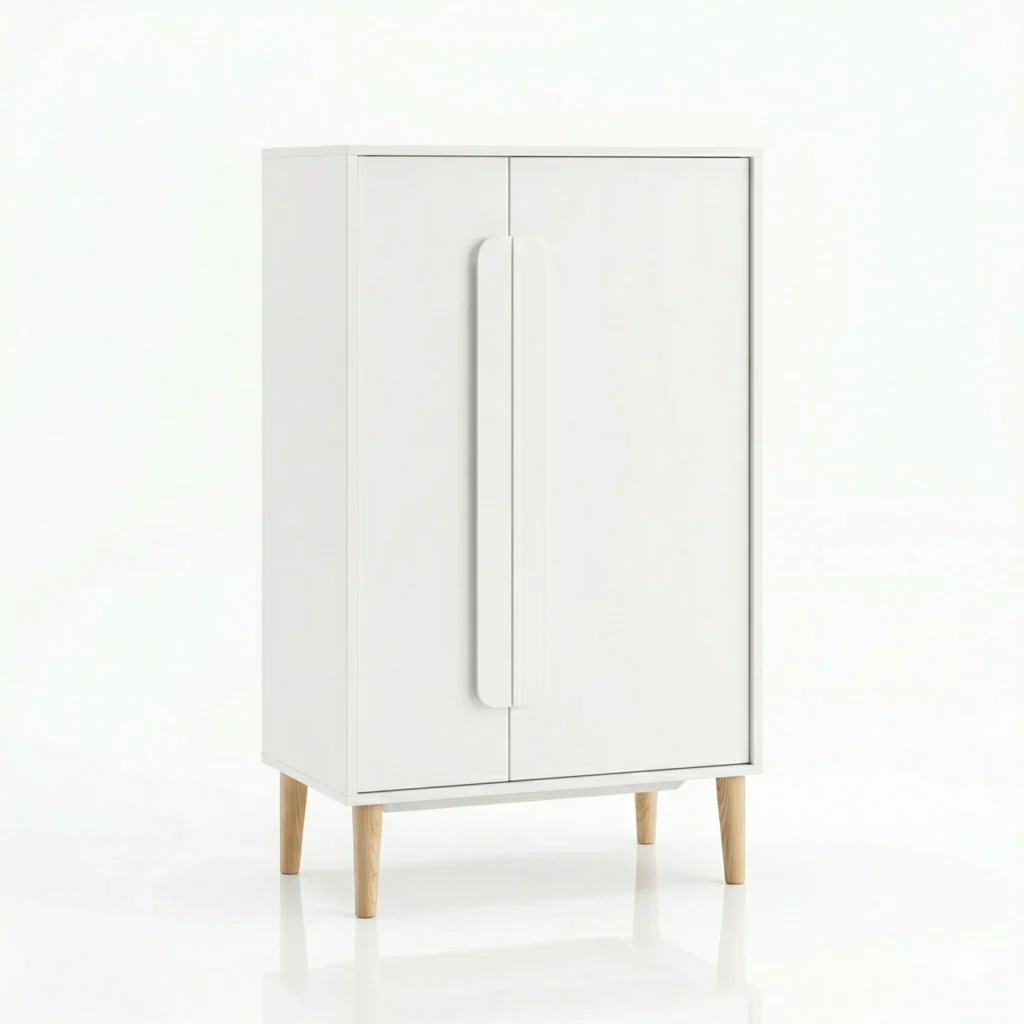 جزامة ومدخل مودرن ضلفتين متقابلتين 5 أرفف - أبيض ناصع بتصميم مينيمالي (80×40×100 سم) خشب طبيعي مودرن وجودة عالية وودجي