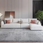 ركنة مودرن حرف L فندقية عريضة مع شازلونج مريح وقماش كتان ناعم فاخر - 280×180 سم خشب طبيعي مودرن وجودة عالية وودجي